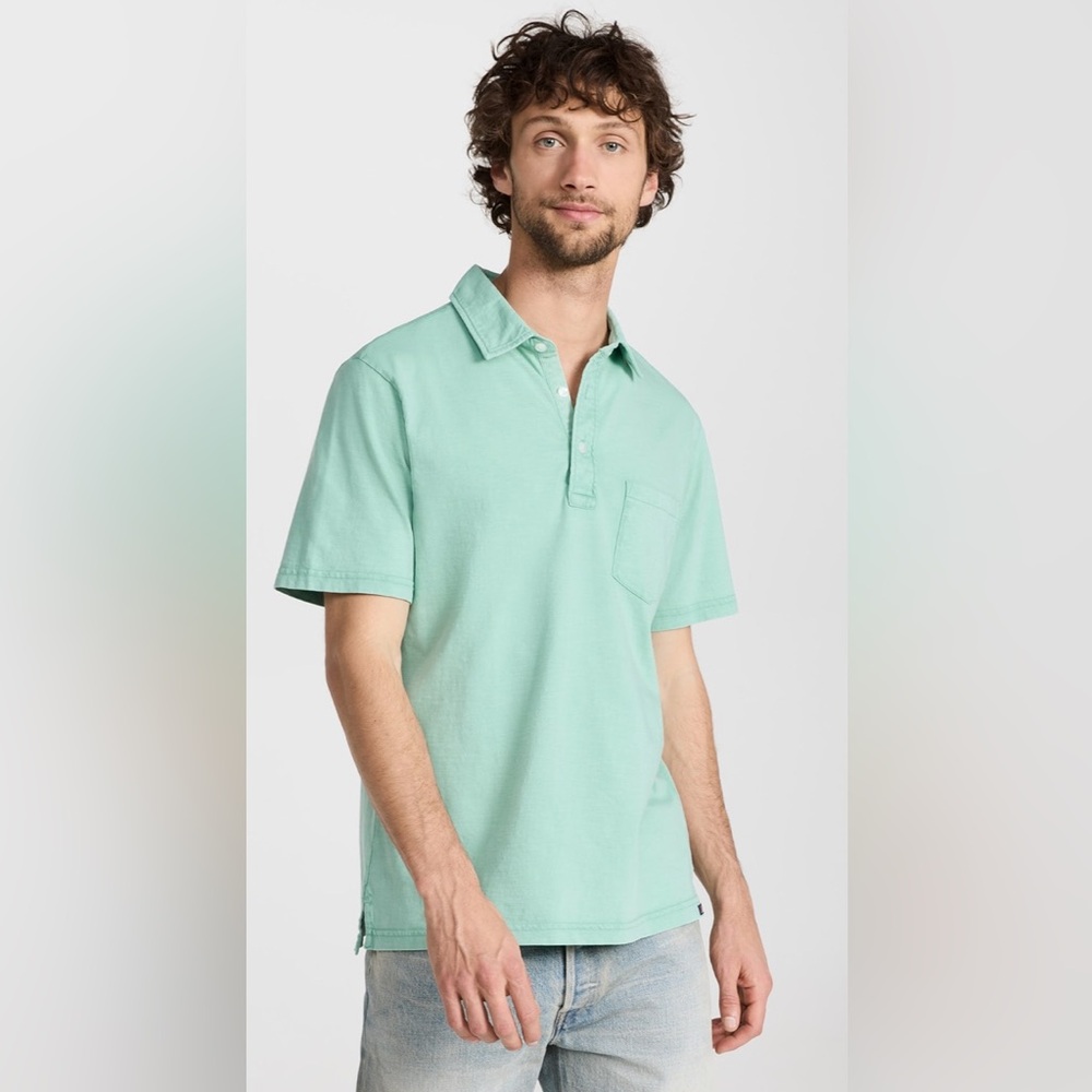 Faherty | Sunwashed Short-Sleeve Polo Shirt Light Green Men’s Sz L‎
